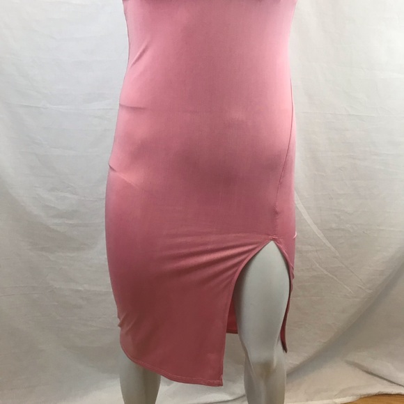 2/$40 Pink Side Slit Midi Dress - Picture 5 of 7